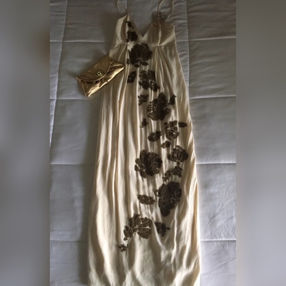 **SOLD**  BCBGMaxAzria BEADED SILK DRESS - Picture 5 of 8